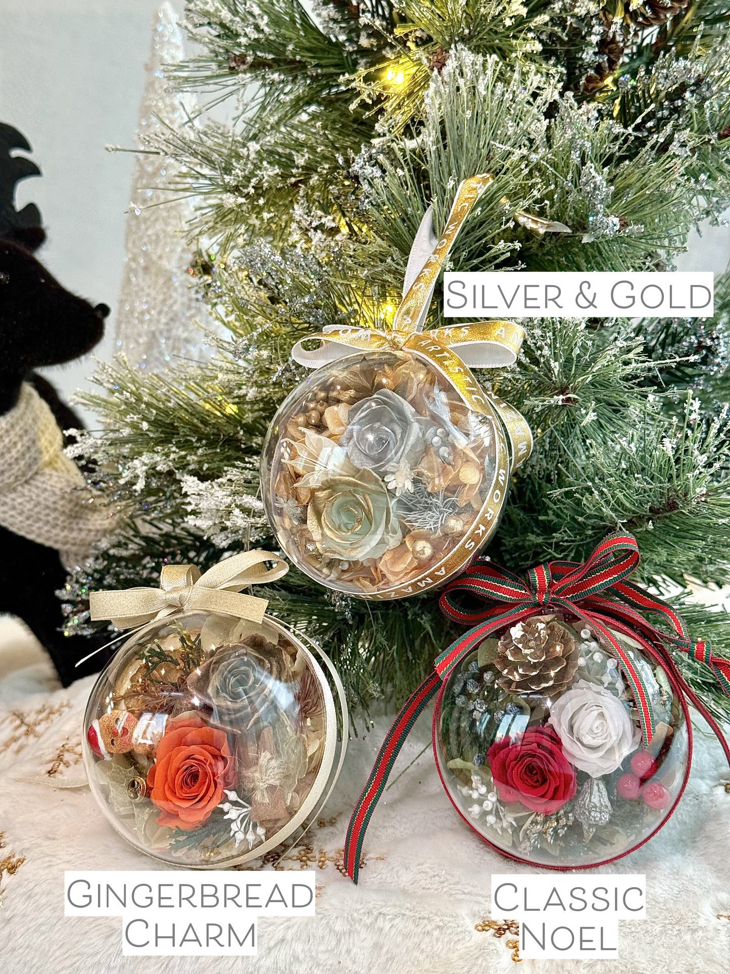 Preserved Rose Christmas Ornaments - Limited Edition Set