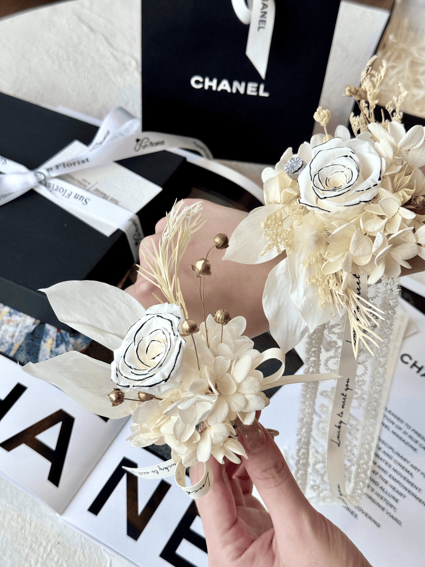 Preserved Floral Boutonnière Set