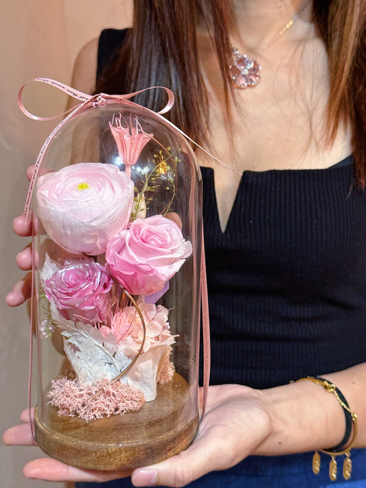 Pink Blossom - Preserved Flower Dome