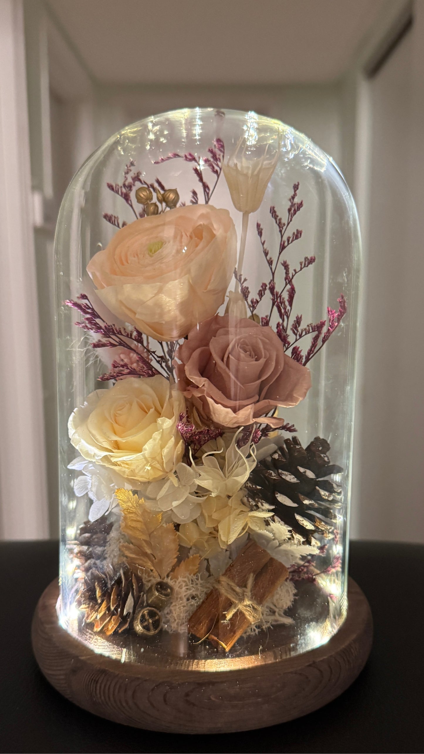 Autumn Charm - Illuminated Preserved Flower Dome