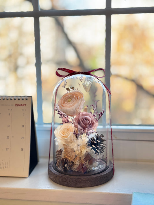 Autumn Charm - Illuminated Preserved Flower Dome