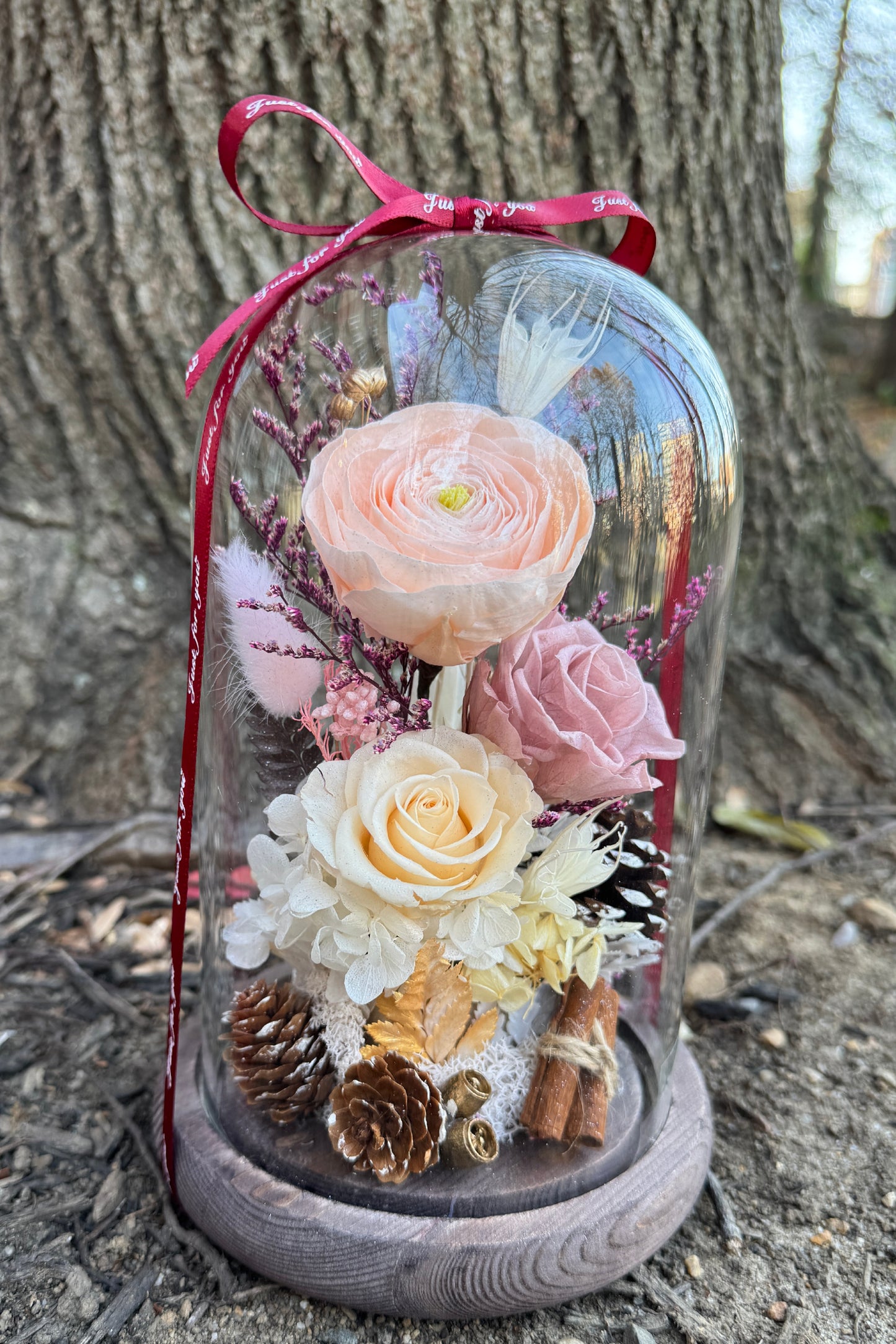 Autumn Charm - Illuminated Preserved Flower Dome