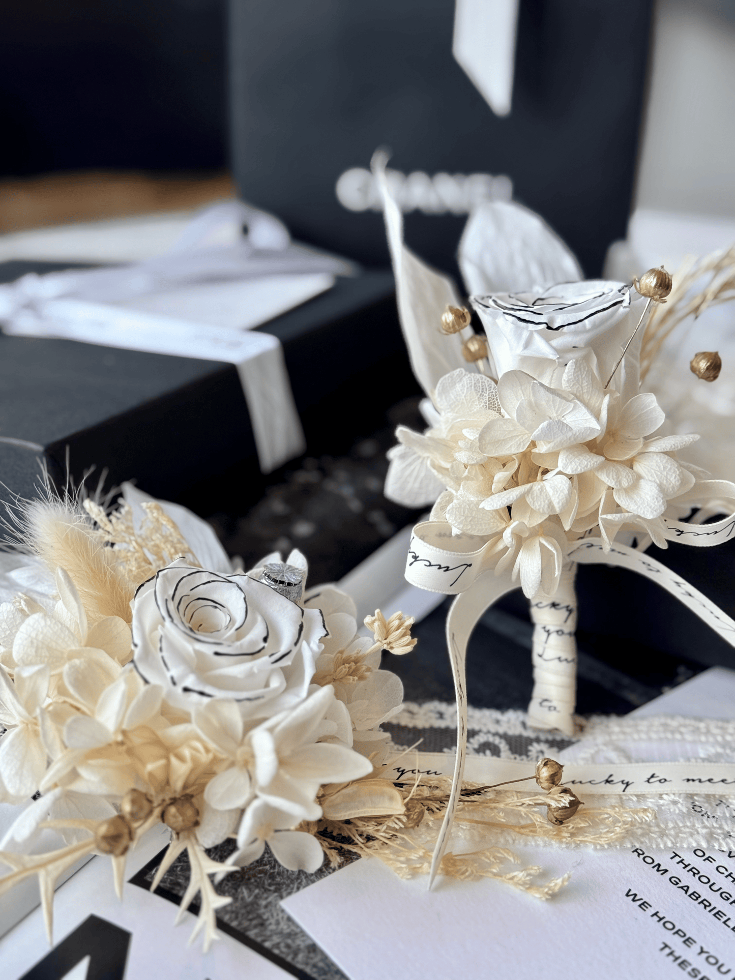 Preserved Floral Boutonnière Set