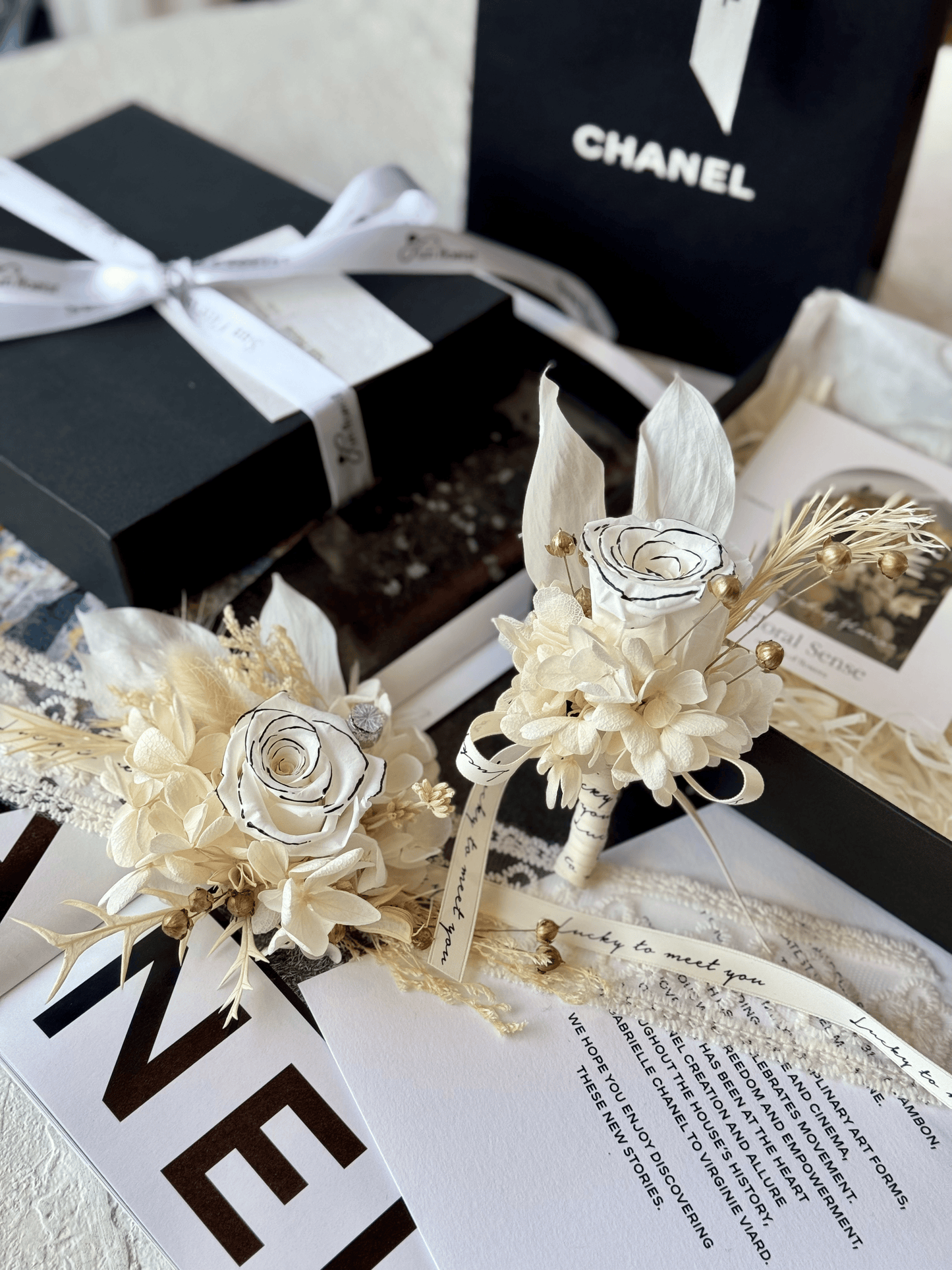 Preserved Floral Boutonnière Set